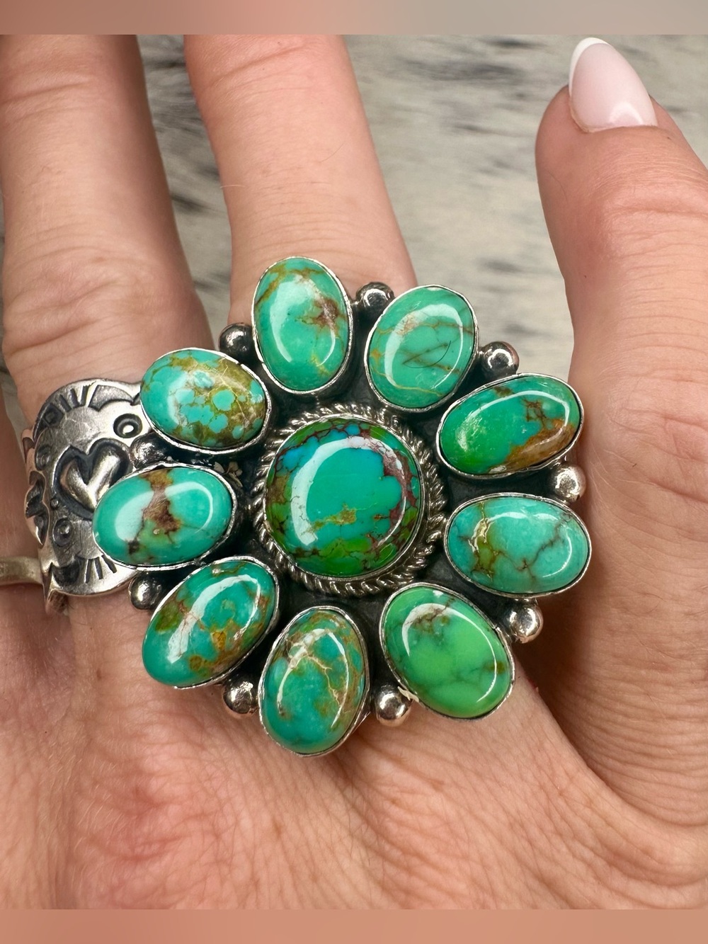 Gorgeous SONORAN TURQUOISE cluster statement ring- native made